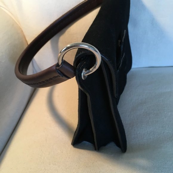 Aerosoles Black Suede Buckle Front Shoulder Bag - Picture 7 of 10